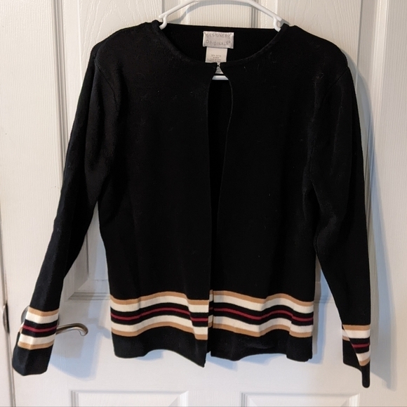 Retro Designers Originals 100% Cotton‎ Single Clasp Front Ribbed Cardigan Size M - Picture 1 of 6